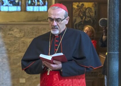 Cardinale Pizzaballa durante la visita a Gaza