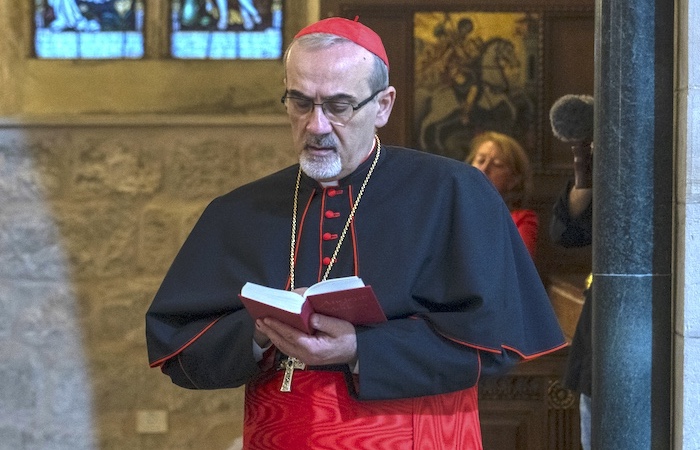 Cardinale Pizzaballa durante la visita a Gaza