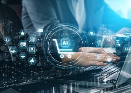Illustrazione sull'e-commerce e intelligenza artificiale